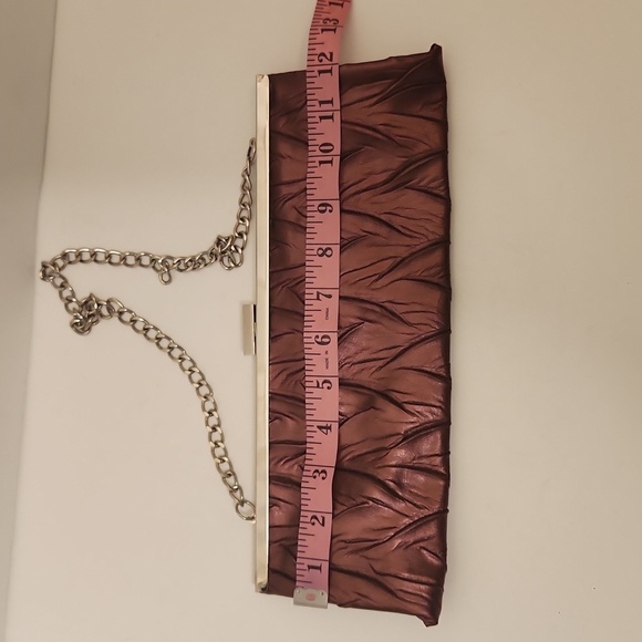 Jessica McClintock Women's Shimmer Burgandy/Rust Crinkle Envelope Purse - Picture 2 of 15